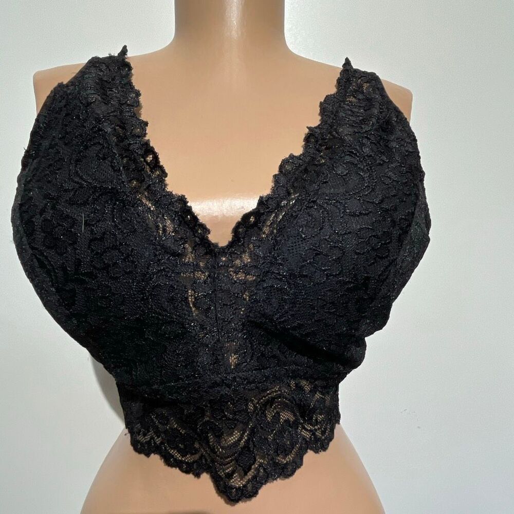 Smart & Sexy Women's Black Signature Lace Deep V Wireless‎ Plunge Bralette Sz XL